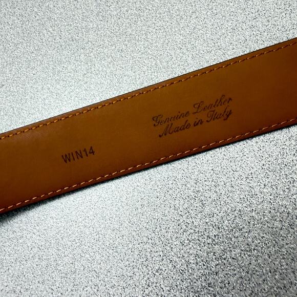 Brooks Brothers Leather Belt Mens 36 Wine Silver Buckle Italy 1.25in Preppy - Picture 7 of 10